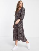 Glamorous Midi Wrap Dress In Pink Floral-black
