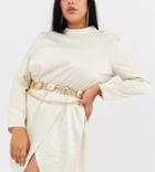 Asos Design Curve Coin Multi Chain Waist And Hip Belt-gold
