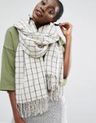 Monki Grid Check Scarf - White