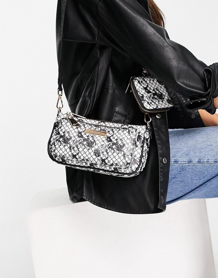 River Island Tie Dye Double Pouchette Bag In Black