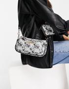 River Island Tie Dye Double Pouchette Bag In Black