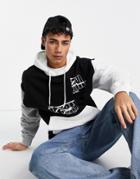 Topman Signature Spliced Logo Color Block Hoodie-black