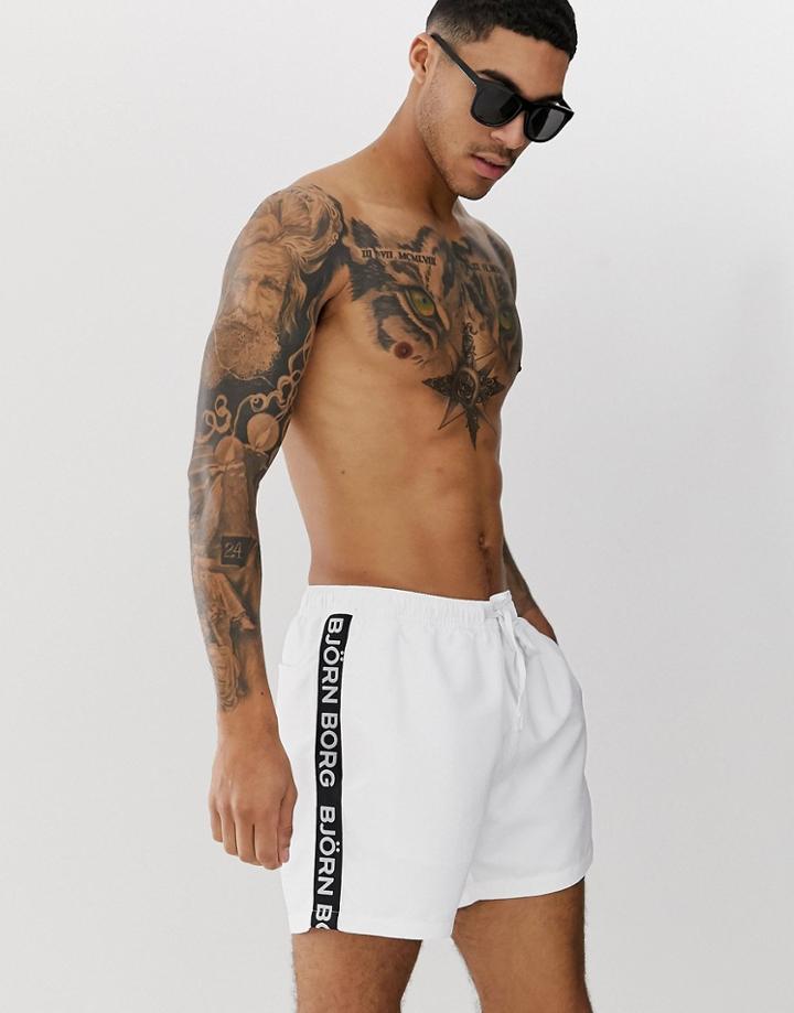 Bjorn Borg Salem Taped Logo Swim Shorts-white