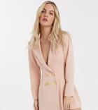 Asos Design Petite Glam Double Breasted Jersey Blazer-pink