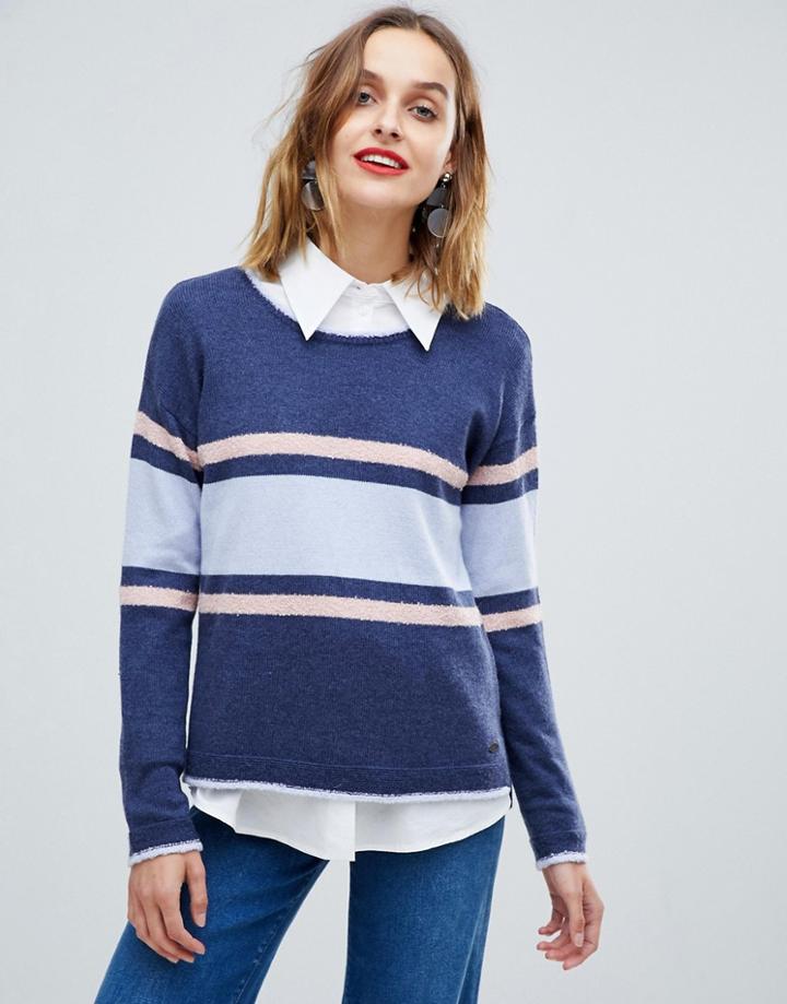 Esprit Color Block Stripe Round Neck Sweater - Multi