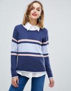 Esprit Color Block Stripe Round Neck Sweater - Multi