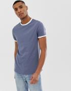 Asos Design Organic T-shirt In Gray With White Contrast Ringer