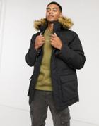 Nicce Radian Padded Jacket With Faux Fur Hood-black