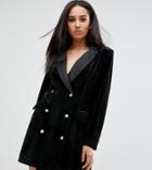 Missguided Velvet Button Detail Blazer Dress - Black