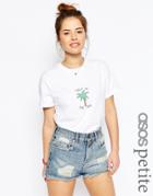 Asos Petite T-shirt With Talk To The Palm Print - White