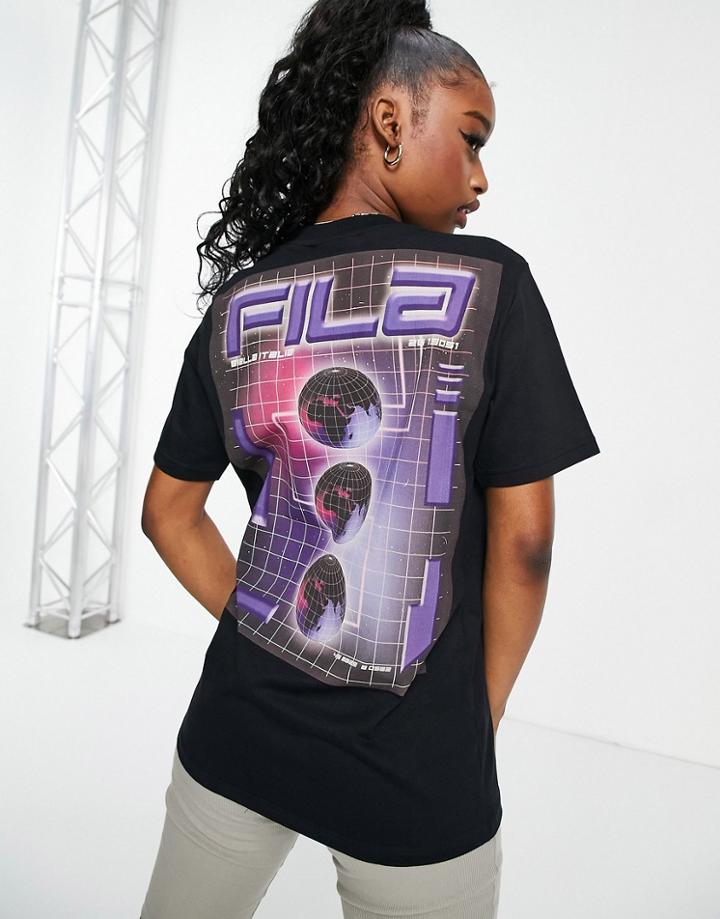 Fila Oversized Backprint Logo T-shirt In Black