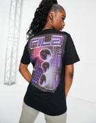 Fila Oversized Backprint Logo T-shirt In Black