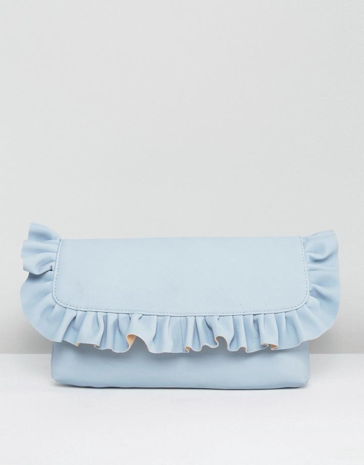 Asos Ruffle Clutch Bag - Blue