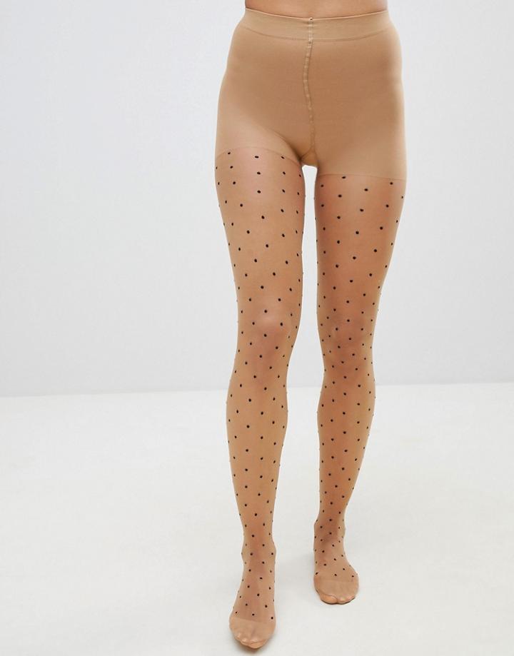 Jonathan Aston Sheer Polka Dot Tight - Beige