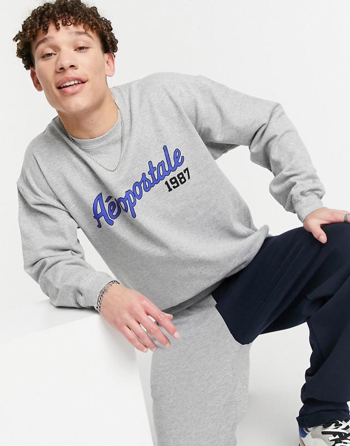 Aeropostale 1987 Crew Neck Sweatshirt-grey