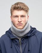 Asos Knitted Infinity Scarf In Gray Fluffy Yarn - Black