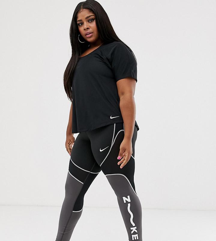 Nike Plus All Sport Leggings In Black With Mesh Panel