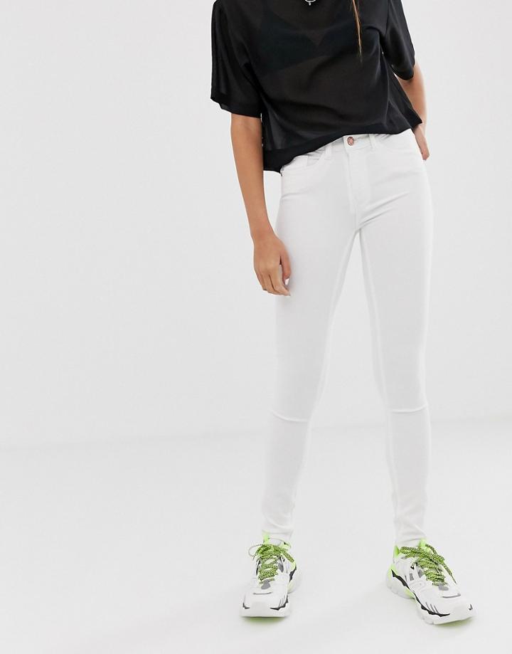 Noisy May Lucy Extreme Soft Mid Rise Skinny Jeans-white