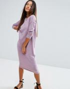 Asos Midi Dress With Crew Neck - Purple