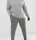 Asos Design Plus Cigarette Smart Pants With Large Dog Tooth In Gray