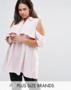 Ax Paris Plus Top With Frill Detail - Pink