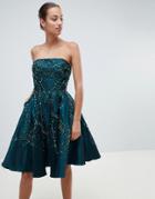 Forever Unique Bandeau Prom Mini Dress With Embellished Detail - Green