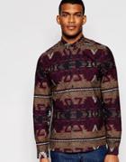 Asos Shirt In Camel With Tribal Print And Long Sleeves - Camel