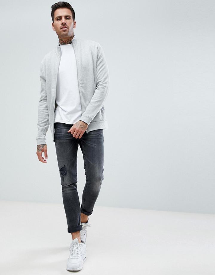 Asos Track Jacket In Gray Marl - Gray