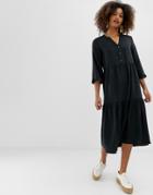 Noisy May Smock Midi Dress In Black - Black
