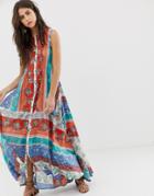 Aratta Swing Maxi Dress In Contrast Panel - Multi