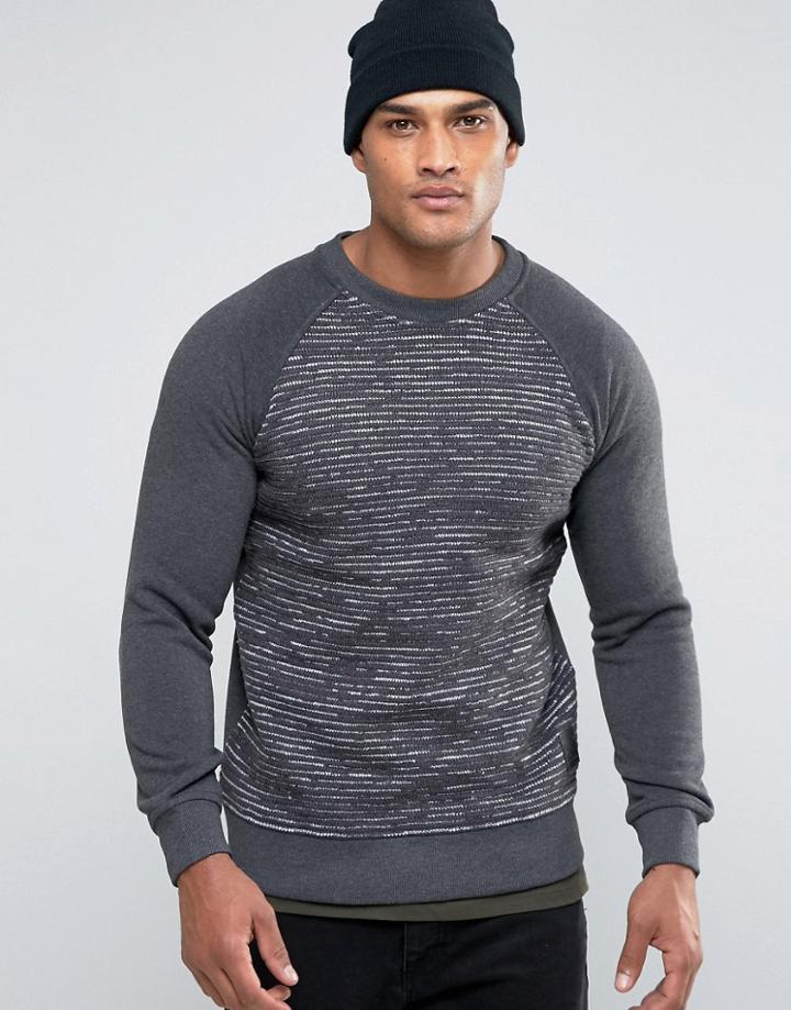 Brave Soul Laddered Sweatshirt - Gray