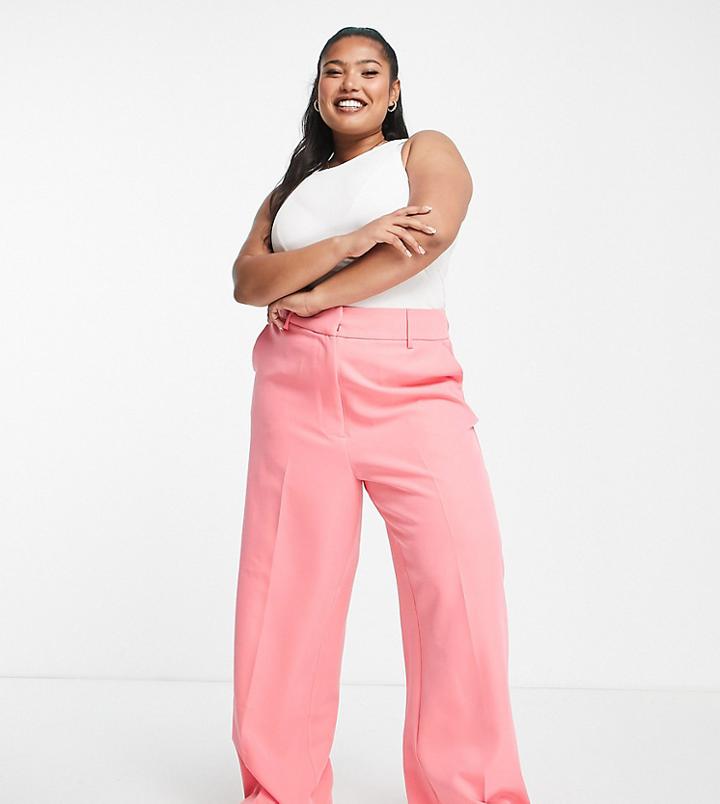 New Look Curve Tailored Pants In Pink - Part Of A Set