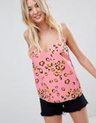 Asos Design Fuller Bust Printed Cami In Bright Animal - Multi