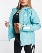 Adidas Itavic Lightweight Padded Jacket With Hood In Mint Green