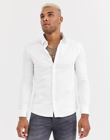 Lockstock Skinny Shirt In White With Logo