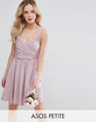 Asos Petite Wedding Drape Front Mini Dress - Purple