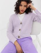 River Island Cardigan With Jewelled Buttons In Lilac-purple