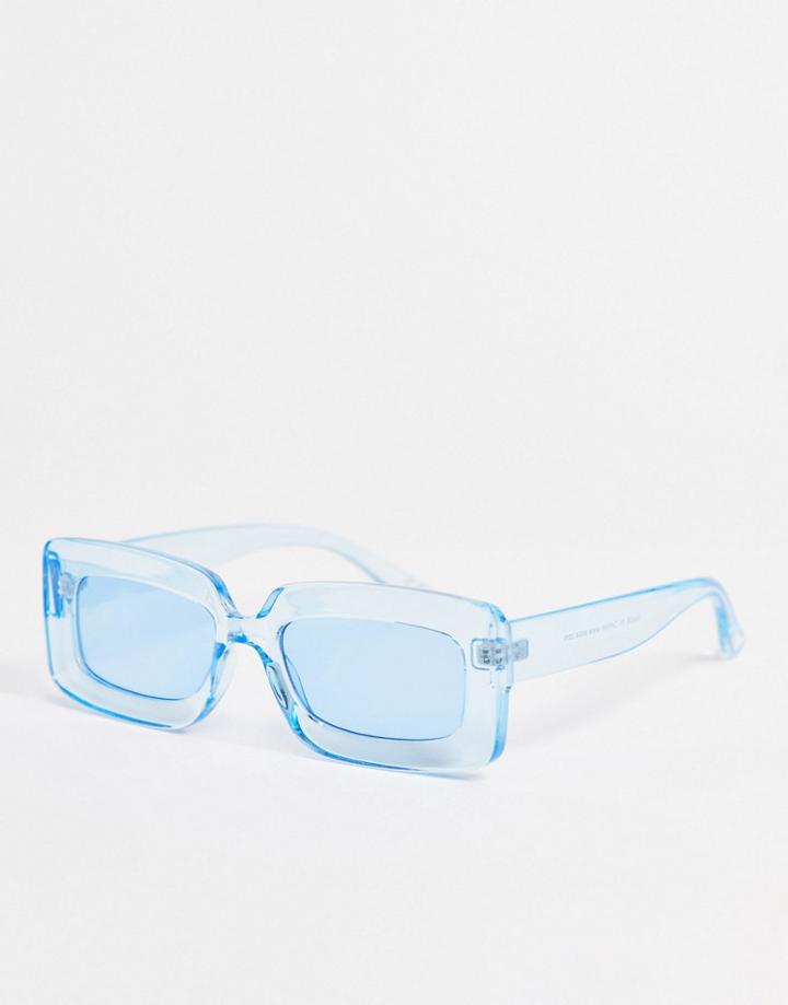 Asos Design Recycled Crystal Square Sunglasses In Blue