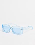 Asos Design Recycled Crystal Square Sunglasses In Blue