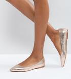 Asos Latch Pointed Ballet Flats - Gold