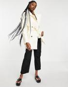 Weekday Janis Short Trench Coat In Cream Patent-white