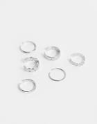 Asos Design Pack Of 6 Toe Rings In Minimal Design In Silver Tone