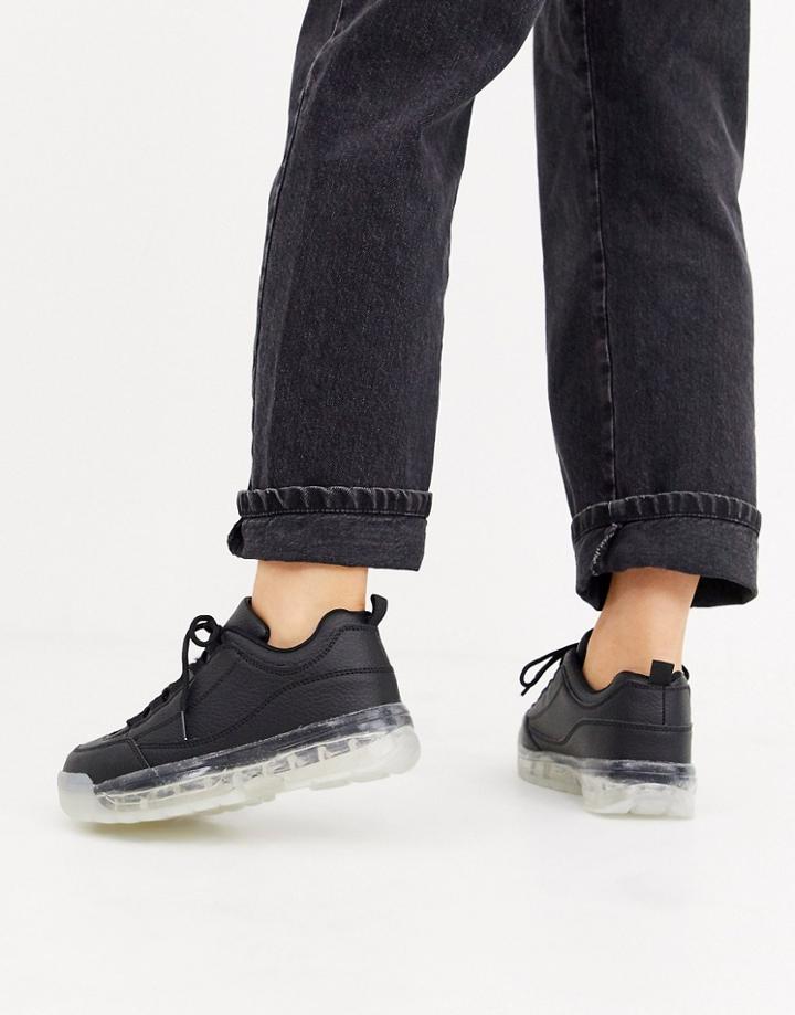 Truffle Collection Clear Sole Chunky Sneaker In Black