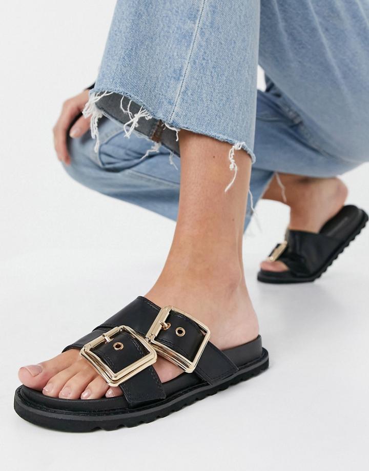 Glamorous Chunky Flat Sandals In Black