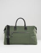 Smith And Canova Nylon Carryall With Leather Trims - Green