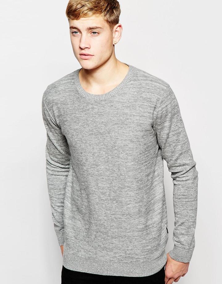 Jack & Jones Knitted Crew Neck Sweater - Light Gray Melange