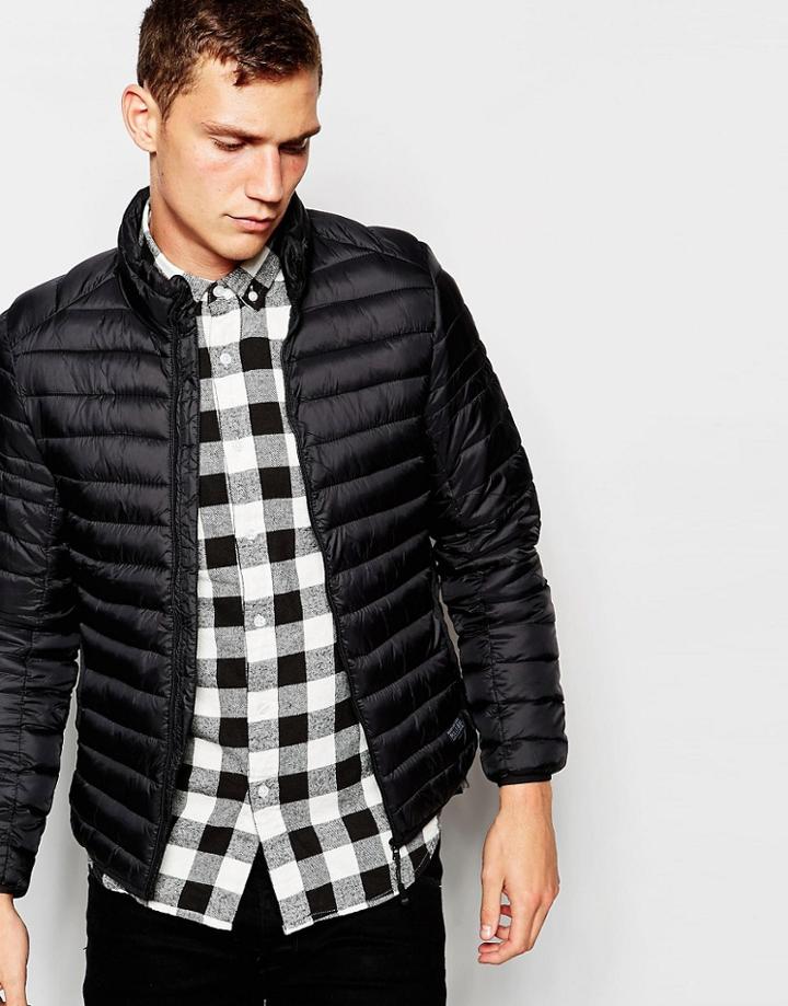 Pull & Bear Lightweight Padded Jacket - Black