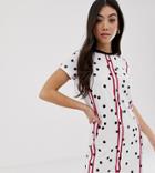 Noisy May Petite Stripe And Spot T-shirt Dress - White