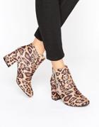 New Look Leopard Print Ankle Boots - Stone