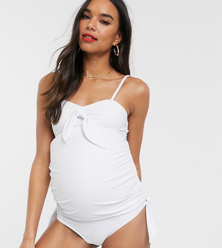 Unique 21 Maternity Tie Side Tankini Bottom-white